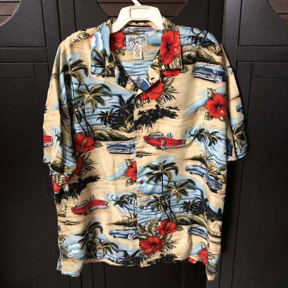 Big Dogs Other - Bigs Dogs Mens Hawaiian Shirt XL Rayon Classic Car